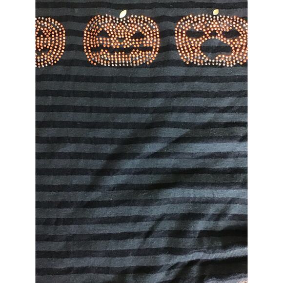Style&Co. Women Ribbed Striped Jack-O-Lantern Halloween Shirt Sz.Med Black NWT - Picture 6 of 12